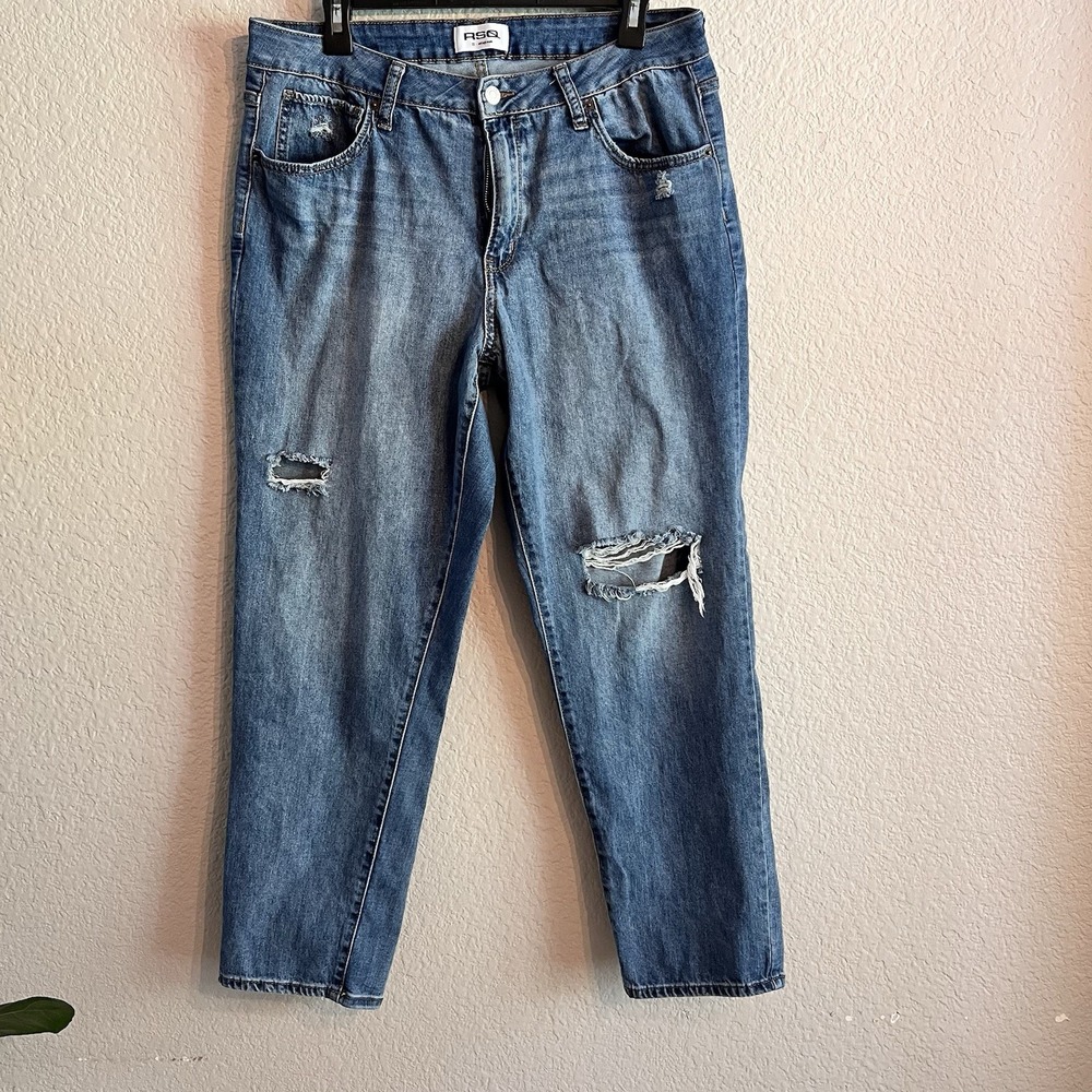 RSQ Vintage Mom Jeans Size 33‎ Inseam 28". Distressed Relax Fit